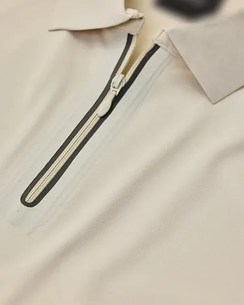 Zip-neck polo in Cream