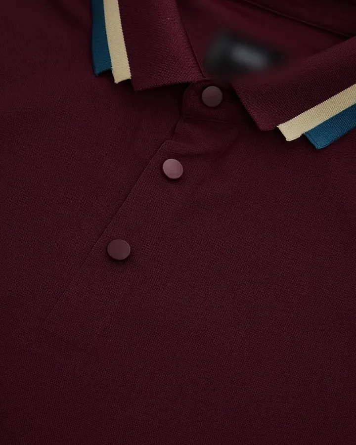 Tipped-collar polo — Maroon, view 4
