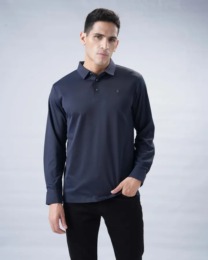 Studio polo range — Navy (full sleeve), view 2