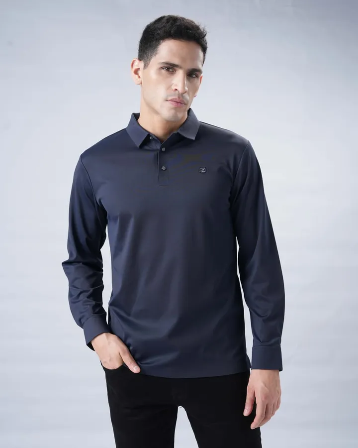 Studio polo range — Navy (full sleeve), view 4