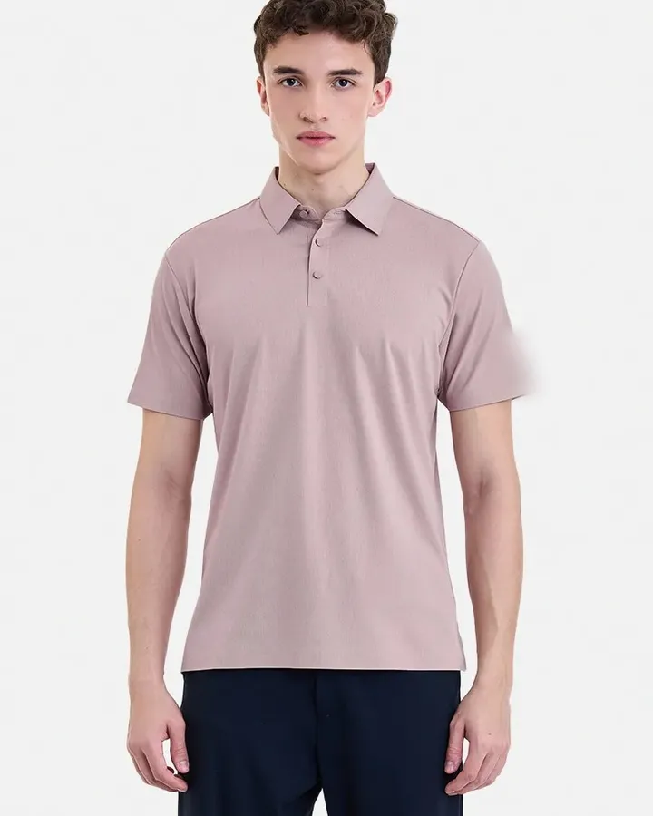 Snap-placket technical polo — Rose, view 1