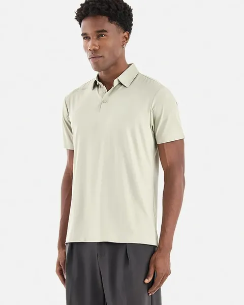 Snap-placket technical polo in Sage