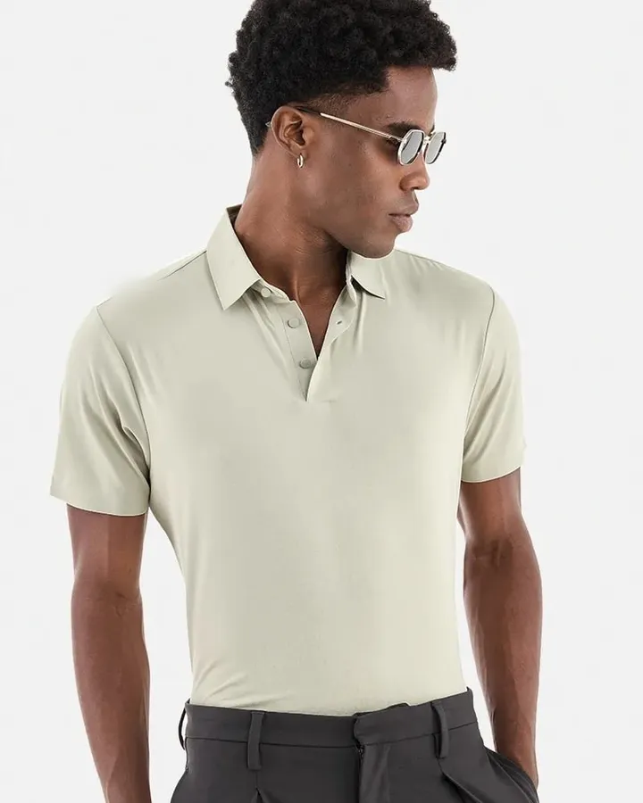 Snap-placket technical polo — Sage, view 2