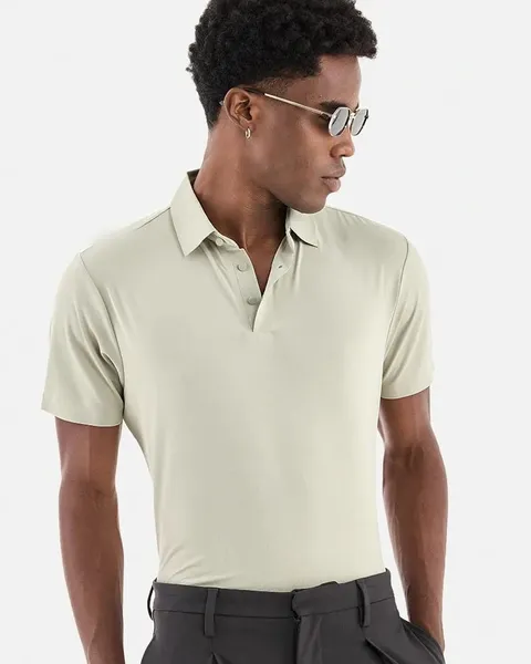 Snap-placket technical polo in Sage