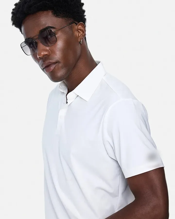 Snap-placket technical polo — White, view 1