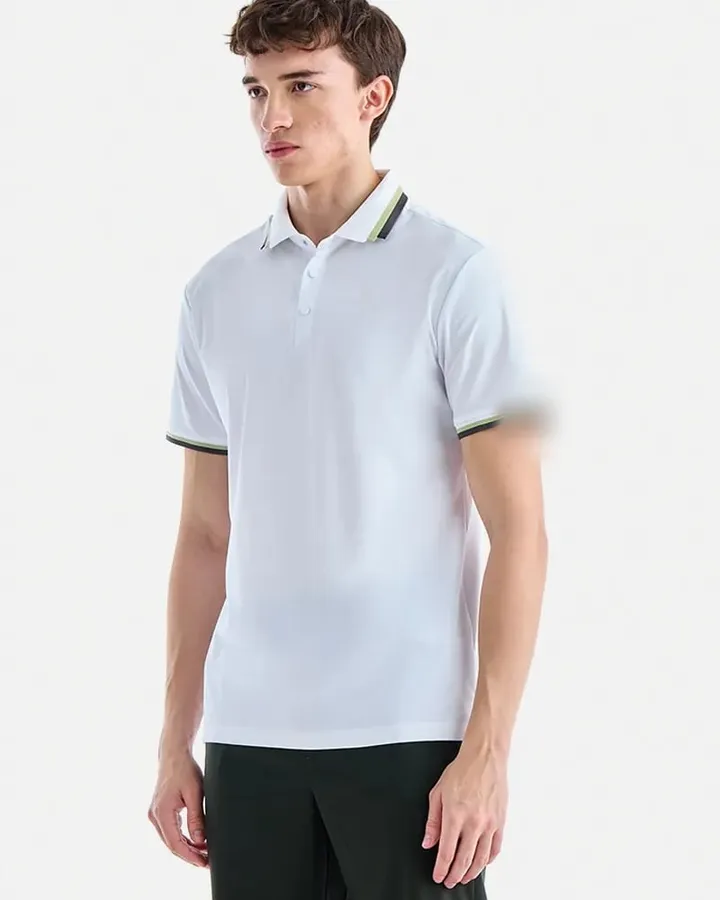 Tipped-collar polo — White, view 1